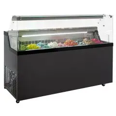 VETRINA GELATERIA - MOD. MIRABELLA C9G - TEMPERATURA -5°/-20° C - CAPACITA' Lt 306 - DIMENSIONI cm L 165,2 x P 67,7 x h 119 - PESO Kg. 136 - NORMA CE