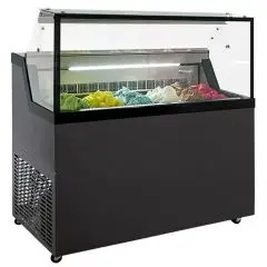 VETRINA GELATERIA - MOD. MIRABELLA H6G - TEMPERATURA -5°/-20° C - CAPACITA' Lt 184 - DIMENSIONI cm L 118,7 x P 67,7 x h 119 - PESO Kg. 117 - NORMA CE