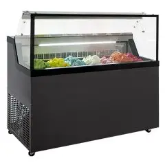 VETRINA GELATERIA - MOD. MIRABELLA H7G - TEMPERATURA -5°/-20° C - CAPACITA' Lt 223 - DIMENSIONI cm L 133,7 x P 67,7 x h 119 - PESO Kg. 124 - NORMA CE
