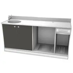 RETROBANCO BAR NEUTRO PER MACCHINA CAFFE' - MOD. BMCILL200H95 - STRUTTURA IN ACCIAIO INOX - N. 1 LAVELLO - DIM. Cm L 200 x P 67 x h 95