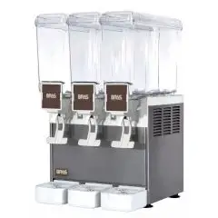DISTRIBUTORE DI BEVANDE FREDDE - MOD. JOLLY 8/3 INOX - PER BEVANDE NON GASSATE - N. 3 BEVANDE - CAPACITA' LT 8 + 8 + 8 - Dim. cm. L 37 x P 41 x h 62 - NORMA CE