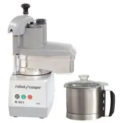 ABBINATO CUTTER E TAGLIAVERDURE PROFESSIONALE - Mod. R 401 - Capacità vasca in ACCIAIO INOX lt 4,5 - Capacità coperti da 20 a 100 - Potenza W 700 - Dimensioni cm L 32 x P 30,4 x 57h