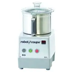 CUTTER DA BANCO - Mod. R 5 1V - Capacità vasca in acciaio inox lt 5,9 - Capacità coperti da 20 a 80 - 1 velocità - Potenza W 750 - Dimensioni cm L 28 x P 36,5 x 51 h