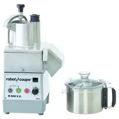 ABBINATO CUTTER E TAGLIAVERDURE PROFESSIONALE - Mod. R 502 V.V. - Capacità vasca in acciaio inox lt 5,9 - Capacità coperti da 30 a 300 - Con variatore di velocità - Potenza W 1500 - Dimensioni cm L 38 x P 36,5 x 67 h