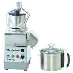 ABBINATO CUTTER E TAGLIAVERDURE PROFESSIONALE - Mod. R 752 V.V. - Capacità vasca in acciaio inox lt 7,5 - Capacità coperti da 50 a 400 - Con variatore di velocità - Potenza W 1500 - Dimensioni cm L 38 x P 35 x 70 h