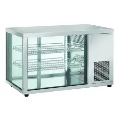 Espositore da banco vetrina refrigerata - Mod RC 910 - Temperatura 0º/+12ºC - 2 ripiani - Porte scorrevoli posteriori - Dimensioni cm L 91 x P 52,4 x h 57,5
