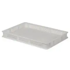 CONTENITORE FORATO PASTA E PIZZA IN POLIPROPILENE - FORATO SUI 4 LATI E SUL FONDO - CAPACITA' Lt. 12 - DIMENSIONI ESTERNE cm. L 60 x P 40 x 7 h