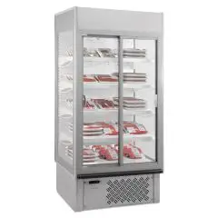 ESPOSITORE MURALE PER SALUMI E LATTICINI - MOD. SUPER SUNNY 14 GLASS - CAPACITA' LT 940 - TEMPERATURA 0°/+10°C - VENTILATO - DIMENSIONI cm. L 133,5 x P 73,7 x h 198,7 - Norma CE