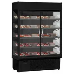ESPOSITORE MURALE PER SALUMI E LATTICINI - MOD. SUPER SUNNY 14 GLASS HD B - PORTE BATTENTI - CAPACITA' LT. 940 - TEMPERATURA 0°/+10°C - VENTILATO - DIMENSIONI cm. L 133,5 x P 73,7 x h 198,7 - Norma CE