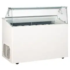 VETRINA GELATERIA - MOD. TOP 7 - TEMPERATURA -15°/-20° C - CAPACITA' Lt 293 - DIMENSIONI cm. L 135 x P 67,3 x h 117,5 - PESO Kg. 99 - NORMA CE