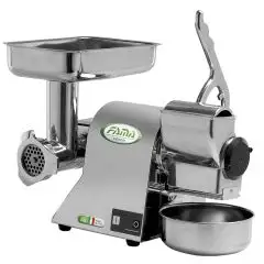 ABBINATO TRITACARNE E GRATTUGIA - MOD. TCGRI8I - GRUPPO MACINAZIONE IN ACCIAIO INOX - POTENZA Kw 0,38 (0,5Hp) - ALIMENTAZIONE V 230/50Hz MONOFASE - PRODUZIONE ORARIA CARNE Kg 15 - PRODUZIONE ORARIA FORMAGGIO Kg 30 - DIM. Cm L 28 x P 40 x h 36 - NORMA CE