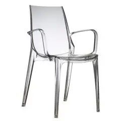 SEDIA VANITY - MOD. 2654 - STRUTTURA IN POLICARBONATO CON BRACCIOLI - PER USO INTERNO ED ESTERNO - IMPILABILE - DIM. cm L 57 x P 55 x H 88 - NORMA CE