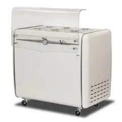 CONSERVATORE PER GELATO MANTECATO A POZZETTO - MOD. VIA VENETO 6C - CAPACITA' LT. 265 - TEMPERATURA -5°/-20°C - Dim. Cm. L 106,8 x P 69 x h 98,4 - COPERTURA TRASPARENTE INCLUSA - Norma CE