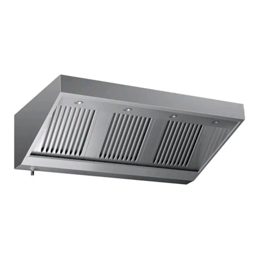 Cappa a parete tipo snack in acciaio  AISI 430 (senza motore) - filtri a labirinto - faretti a Led