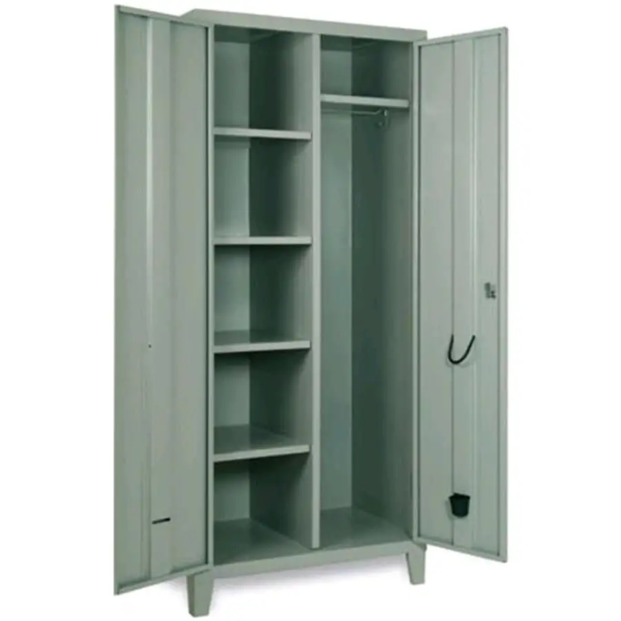 Armadio Metallico Homy Casa Grande - 3 Ante, 2 Ripiani, 120x40x58 Cm Nero - Per Ufficio O Casa - Foto 3