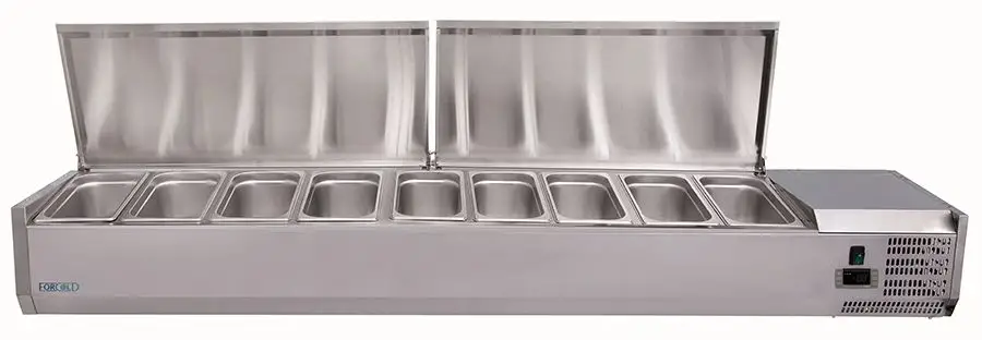 Vetrina Refrigerata Per Condimenti E Pizza - 10 GN 1/4, Temperatura +2°C/+8°C, Acciaio Inox, 2000x335x435mm - Foto 9