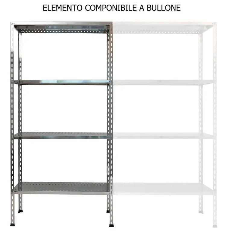 Kaiserkraft | Scaffale a innesto in acciaio inox | 4 ripiani forati