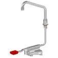 RUBINETTO PER LAVELLO E LAVAMANI A PEDALE CON EROGATORE Mod. RMPAC2 - Leva di comando colore rosso per acqua calda - Erogatore basetta esagonale - Con canna ad U