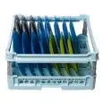 CESTO PER IL LAVAGGIO DI 15 PIATTI PIANI E FONDI CON CORNICE DI PROTEZIONE - MOD. 100115P - DIMENSIONI CESTO cm L 50 X P 50 - DIAMETRO MAX. 28 cm - NORMA CE