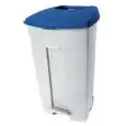 Pattumiera da esterno con ruote in polipropilene bianco con coperchio blu, capacità lt 120 Medial Contiplast Mod 102535