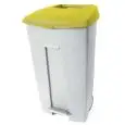Pattumiera da esterno con ruote in polipropilene bianco con coperchio giallo, capacità lt 120 Medial Contiplast Mod 102536