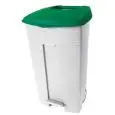 Pattumiera da esterno con ruote in polipropilene bianco con coperchio verde, capacità lt 120 Medial Contiplast Mod 102538