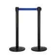 Asta delimita corsie in metallo verniciato nero con nastro retraibile blu Medial Alfa Mod 103340