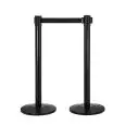 Asta delimita corsie in metallo verniciato nero con nastro retraibile nero Medial Alfa Mod 103342