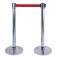 Asta delimita corsie con nastro retraibile rosso in acciaio inox Aisi 304 brillante Medial Alfa Mod 103351