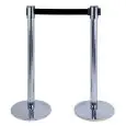 Asta delimita corsie con nastro retraibile nero in acciaio inox Aisi 304 brillante Medial Alfa Mod 103352