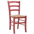 Sedia - colore rosso - Struttura in legno di faggio, seduta impagliata - Modello 1037-G03-R