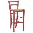 Sgabello - colore rosso - Struttura in legno di faggio, seduta impagliata - Modello 1038-R