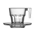 Tazza Caffè Con Piatto - PASABAHCE Linea CASABLANCA - Codice 95753 - Capacità 75 cl 3 z - Diametro 76 mm - Altezza mm 60 - Imballo confezione da n. 6 Unità