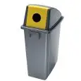 Gettacarte in polipropilene grigio con coperchio con foro frontale giallo, capacità lt 60 Medial Office 60 Mod 114216