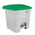 Pattumiera da interno con pedale in polipropilene bianco con coperchio verde, capacità lt 30 Medial Contitop Mod 115358