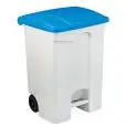 Pattumiera da esterno con ruote in polipropilene bianco con coperchio blu, capacità lt 70 Medial Contitop Mobile Mod 115575