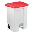 Pattumiera da esterno con ruote in polipropilene bianco con coperchio rosso, capacità lt 70 Medial Contitop Mobile Mod 115577