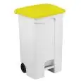 Pattumiera da esterno con ruote in polipropilene bianco con coperchio giallo, capacità lt 90 Medial Contitop Mobile Mod 115596