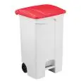 Pattumiera da esterno con ruote in polipropilene bianco con coperchio rosso, capacità lt 90 Medial Contitop Mobile Mod 115597