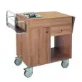 CARRELLO FLAMBE' - MOD. 1160S - STRUTTURA IN NOBILITATO - FORNELLO SINGOLO IN INOX A GAS - SPORTELLO VANO BOMBOLA - CASSETTO PORTAPOSATE - RIBALTINA LATERALE - PORTABOTTIGLIE - DIM. APERTO cm L 123 x P 50 x 87 H - DIM. CHIUSO cm L 95 x P 50 x 87 H