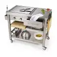 CARRELLO DA CUCINA - mod. 697110 teppan yaki - in acciaio inox mod 697110 - con piastra elettrica teppan yaki  - 2 zone di cottura - da 50° ÷ 250°