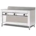 CUOCIPIADINA A GAS POLLINI - Modello C.P10 - Su vano inox a giorno -  Piana in ferro - Portata termica KW 16,5 - Dim. ingombro cm 151x73xh96 - Norma CE