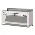 CUOCIPIADINA A GAS POLLINI - Modello C.P12 - Su vano inox a giorno -  Piana al cromo - Portata termica KW 24 - Dim. ingombro cm L 181 x P 73 x H 96 - Norma CE