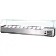 VETRINA REFRIGERATA GN 1/3 - STATICA - Mod. VR3 203 VD - VETRI PIANI - DIMENSIONE cm L 203 X P 38,7 X h 45,7 - CAPACITA': 8 VASCHETTE - Gas refrigerante R452a - Motore a destra - Norma CE