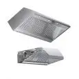 Cappa a parete autoaspirante in acciaio inox AISI 304 (con motore) - filtri a labirinto - faretti a led