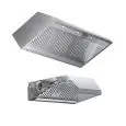 Cappa a parete autoaspirante in acciaio  AISI 430 (con motore) - filtri a labirinto - faretti a led