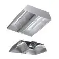 Cappa centrale autoaspirante in acciaio inox AISI 304 (con motore) - filtri a labirinto - Illuminazione al neon