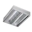 Cappa centrale in acciaio inox AISI 304 con filtri a labirinto a reintegro d'aria (senza motore) - Con illuminazione