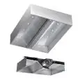 Cappa Cubika centrale autoaspirante in acciaio inox AISI 304 (con motore) - filtri a labirinto - faretti a led