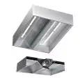 Cappa Cubika centrale autoaspirante in acciaio inox AISI 304 (con motore) - filtri a labirinto - Illuminazione al neon